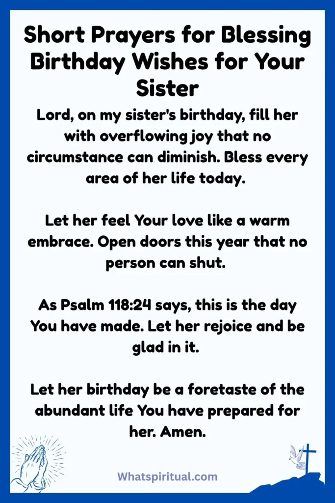 Short Prayers for Blessing Birthday Wishes for Your Sister