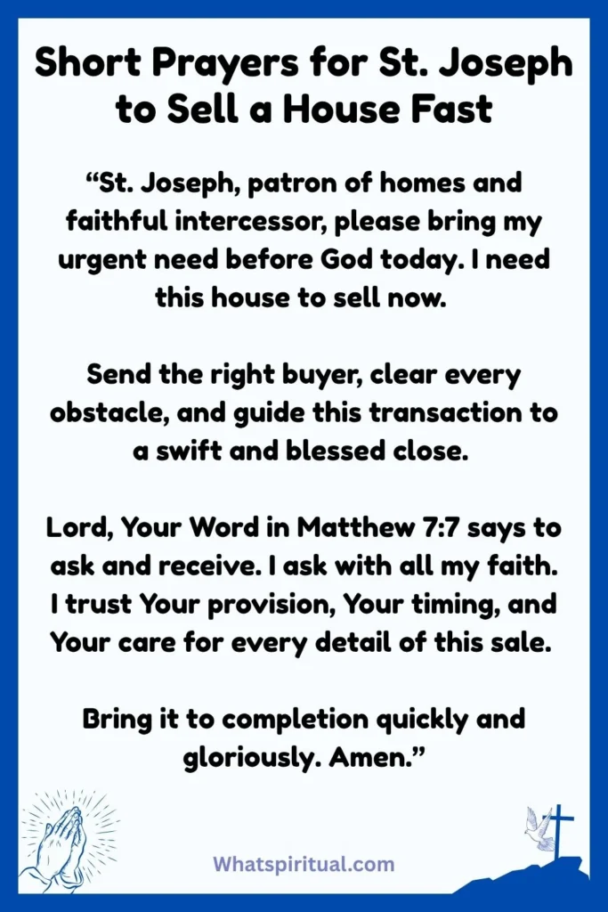 Short Prayers for St. Joseph to Sell a House Fast