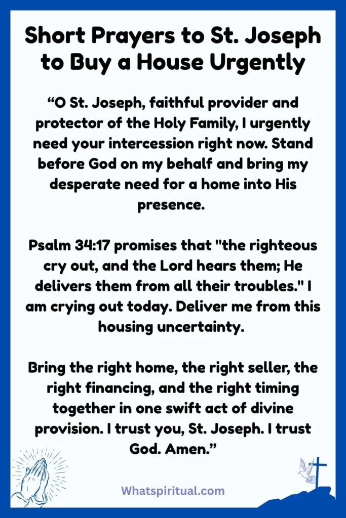 Short Prayers to St. Joseph to Buy a House Urgently