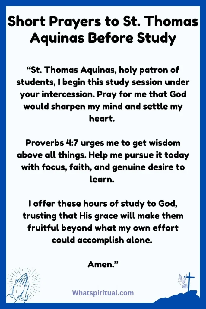 Short Prayers to St. Thomas Aquinas Before Study